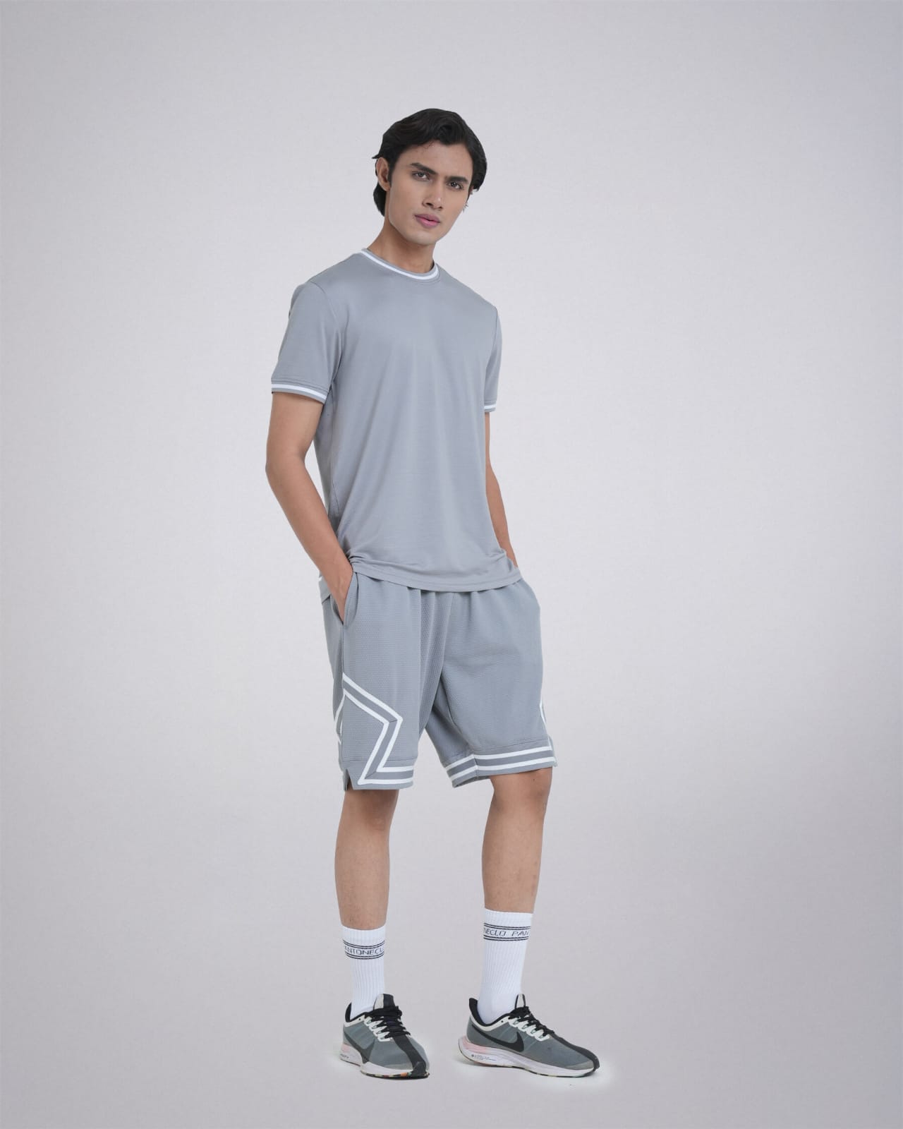 T-Shirt & Shorts Combo Set - Silver