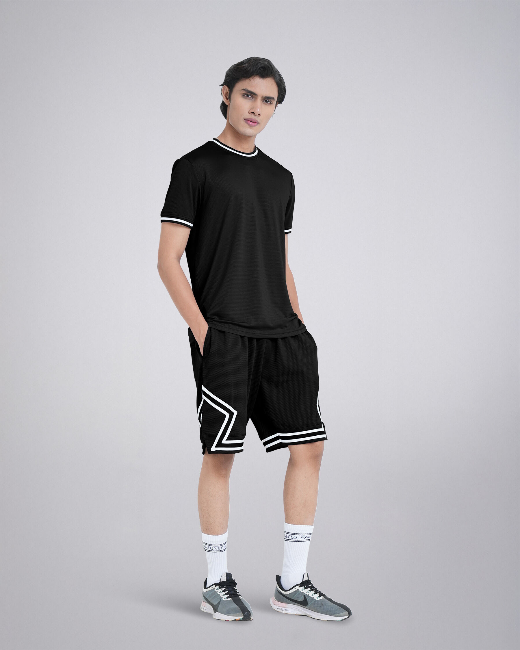 T-Shirt & Shorts Combo Set - Black